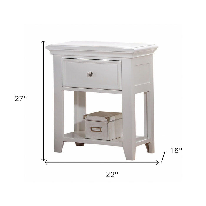 27" White One Drawer Nightstand