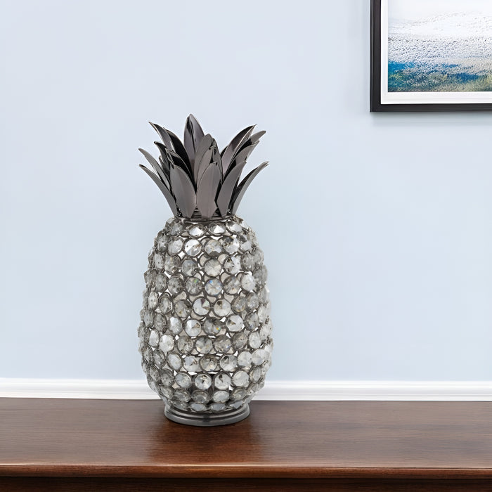 11" Silver Nickel Decorative Pineapple Tabletop Sculpture