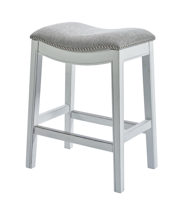 26" Gray And White Solid Wood Backless Counter Height Bar Chair