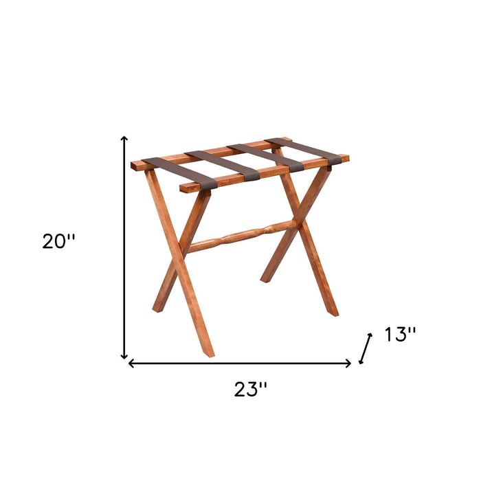 Hotel Light Walnut Folding Luggage Rack With 4 Straps