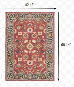 10' X 13' Red And Blue Bohemian Rug