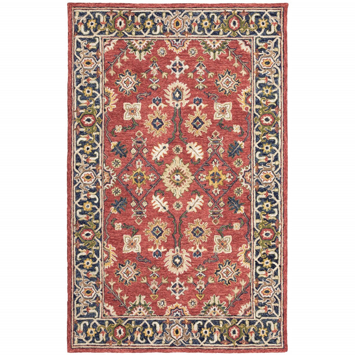 3' X 8' Red And Blue Bohemian Area Rug