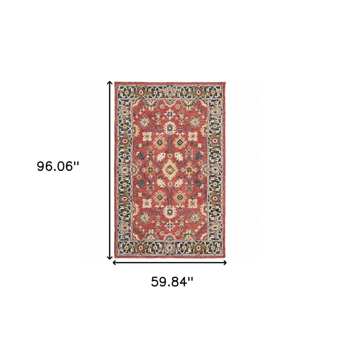 10' X 13' Red And Blue Bohemian Rug