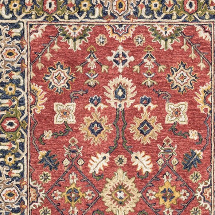 10' X 13' Red And Blue Bohemian Rug