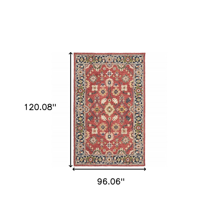 10' X 13' Red And Blue Bohemian Rug