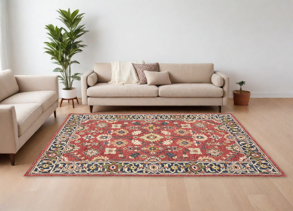 3' X 8' Red And Blue Bohemian Area Rug