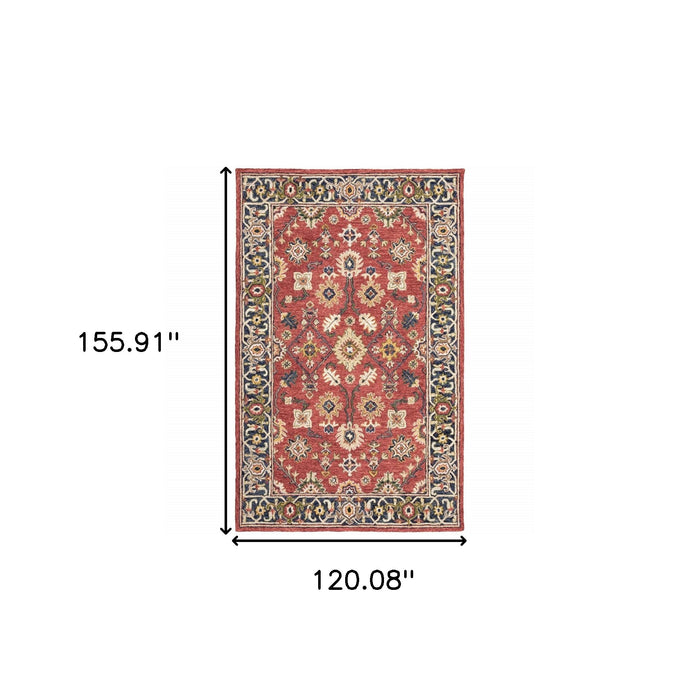 3' X 8' Red And Blue Bohemian Area Rug