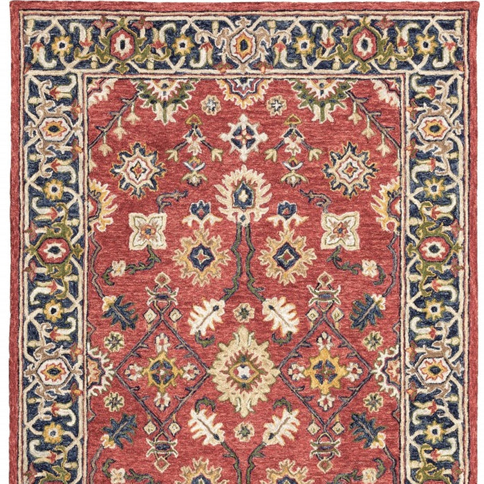 3' X 8' Red And Blue Bohemian Area Rug