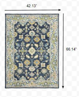 10' X 13' Navy And Blue Bohemian Rug