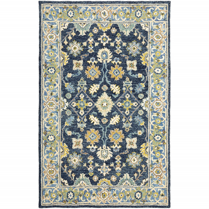 10' X 13' Navy And Blue Bohemian Rug