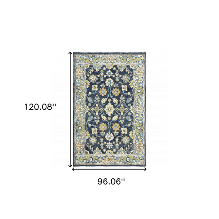 10' X 13' Navy And Blue Bohemian Rug