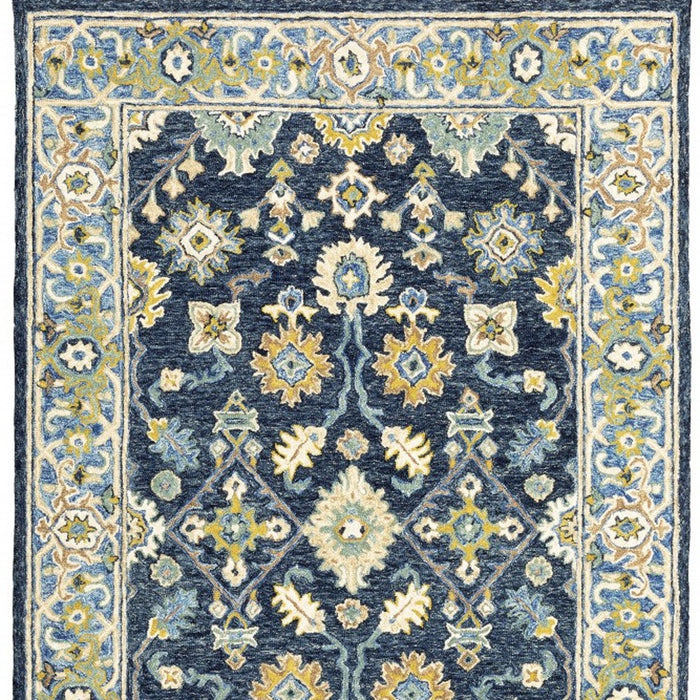 10' X 13' Navy And Blue Bohemian Rug