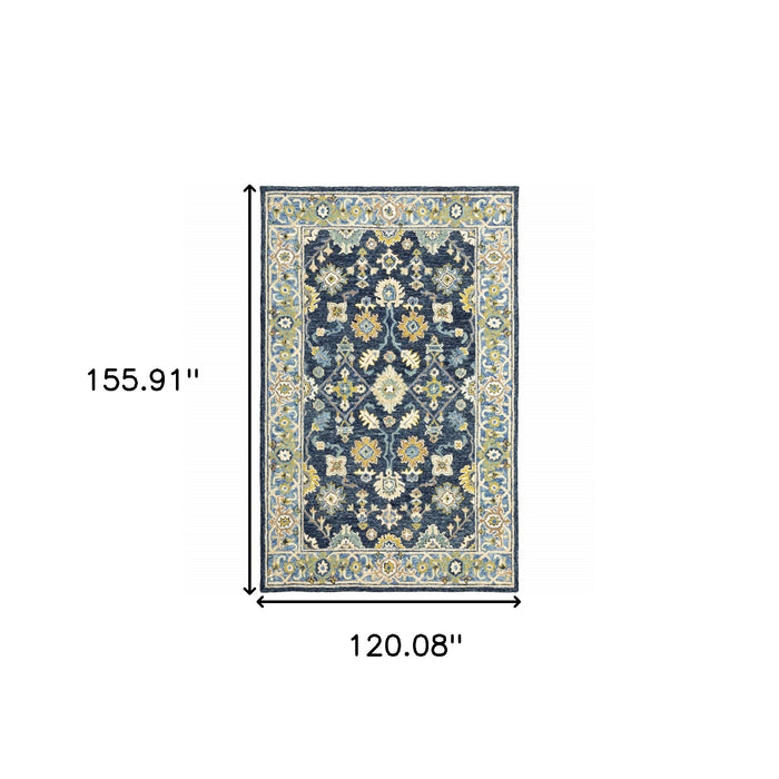 10' X 13' Navy And Blue Bohemian Rug