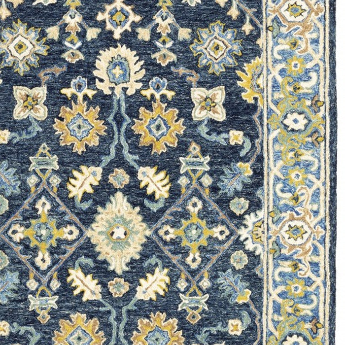 10' X 13' Navy And Blue Bohemian Rug