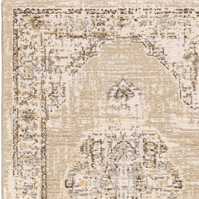 12' Runner Beige and Ivory Power Loom Runner Rug