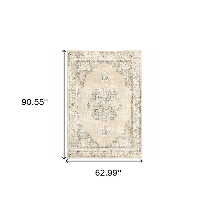 12' Runner Beige and Ivory Power Loom Runner Rug