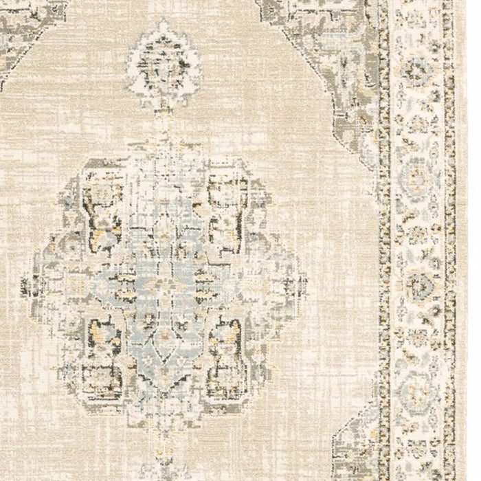 12' Runner Beige and Ivory Power Loom Runner Rug