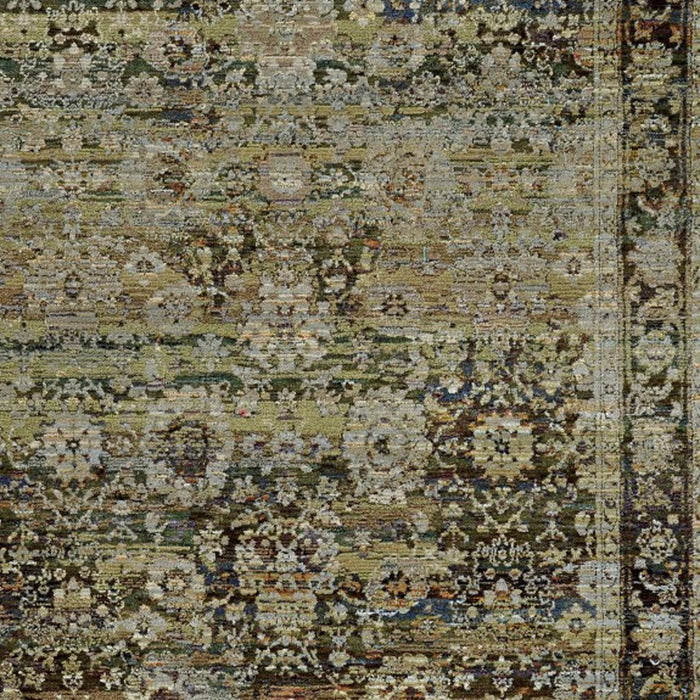 8' X 10' Green And Brown Floral Area Rug