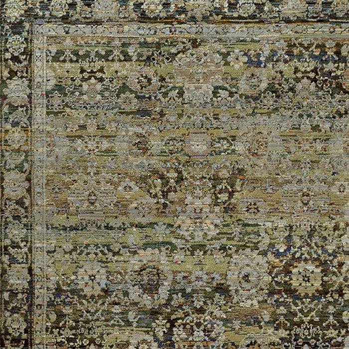 8' X 10' Green And Brown Floral Area Rug