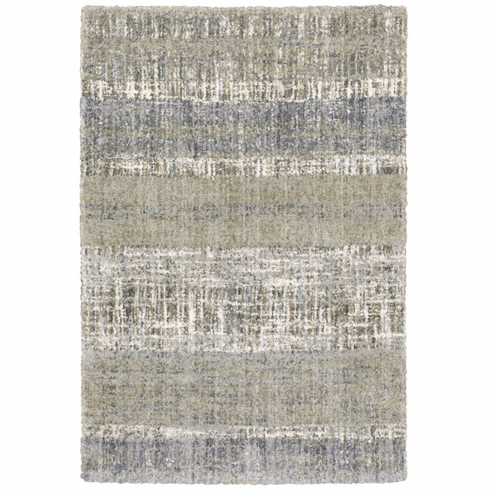 2' X 8' Grey And Ivory Abstract Lines Runner Rug