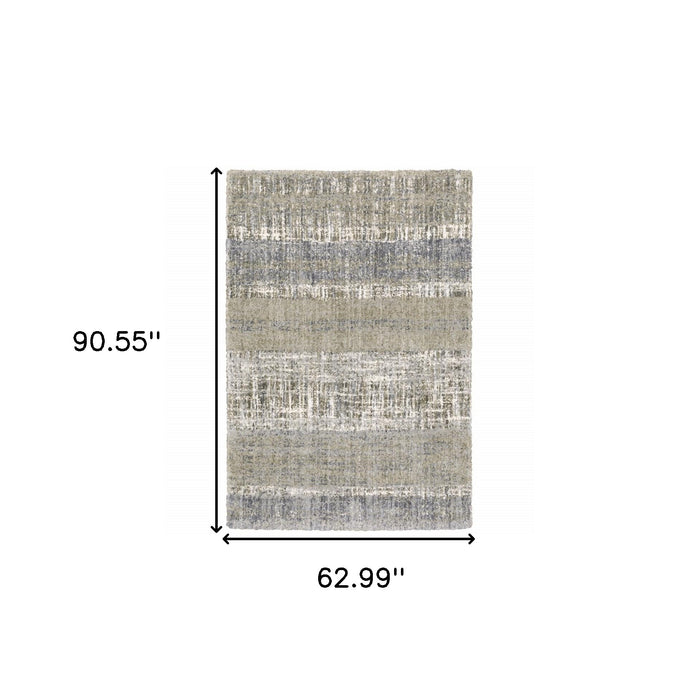 2' X 8' Grey And Ivory Abstract Lines Runner Rug