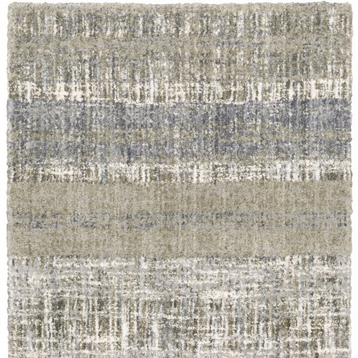 2' X 8' Grey And Ivory Abstract Lines Runner Rug