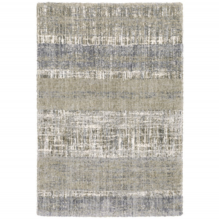 2' X 8' Grey And Ivory Abstract Lines Runner Rug