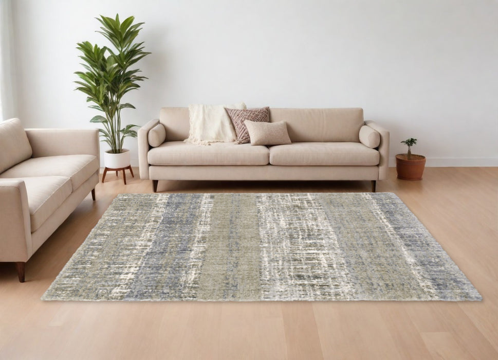 2' X 8' Grey And Ivory Abstract Lines Runner Rug