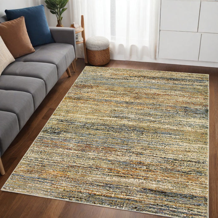 3' X 5' Blue and Ivory Power Loom Area Rug