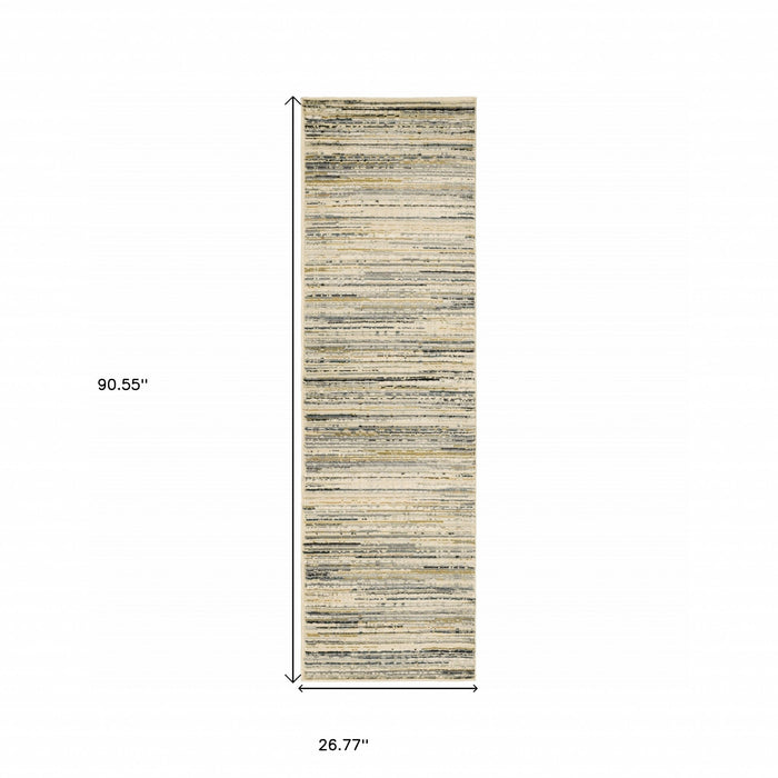 6' X 9' Ivory Sage Abtract Lines Indoor Area Rug