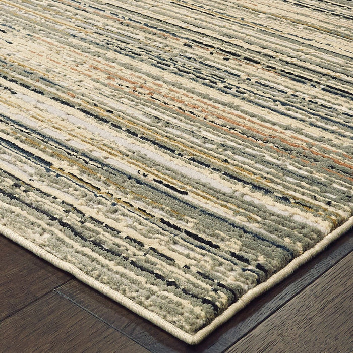 6' X 9' Ivory Sage Abtract Lines Indoor Area Rug