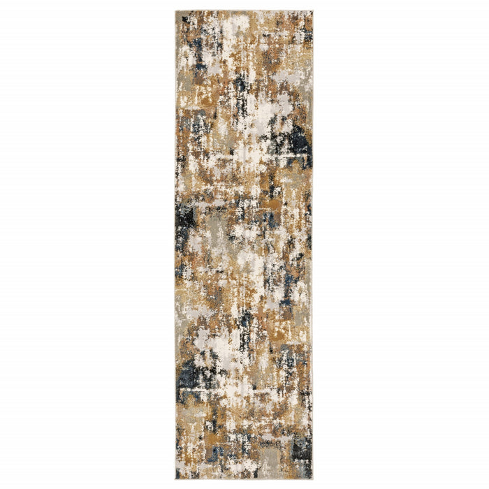 7' X 10' Ivory Gray Abstract Sectors Indoor Area Rug