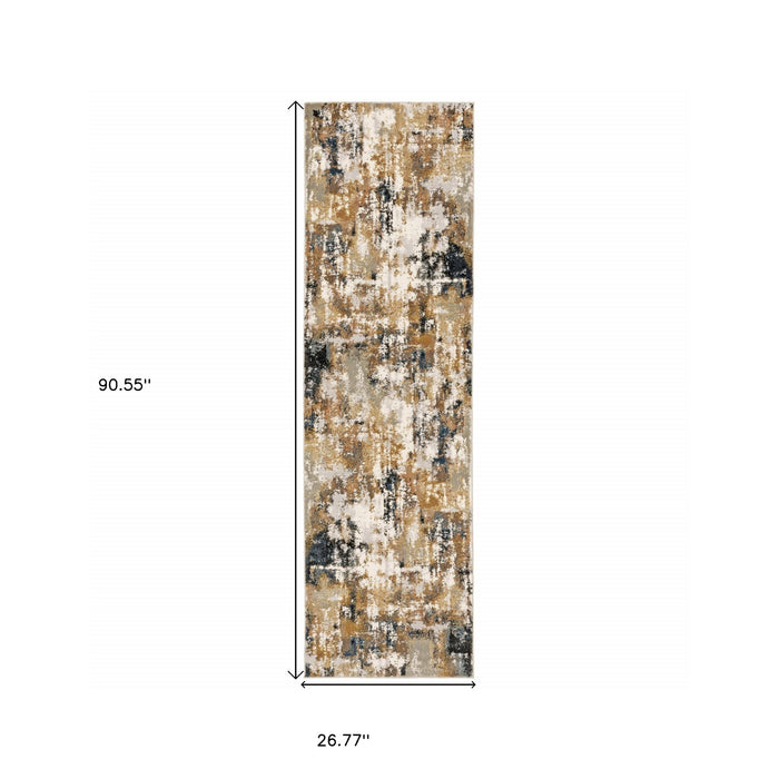 7' X 10' Ivory Gray Abstract Sectors Indoor Area Rug