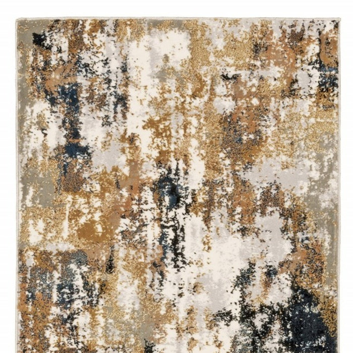 7' X 10' Ivory Gray Abstract Sectors Indoor Area Rug