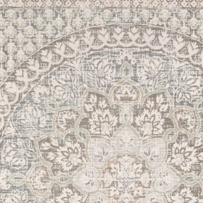 3' X 6' Ivory Grey Distresed Oversize Medallion Indoor Area Rug