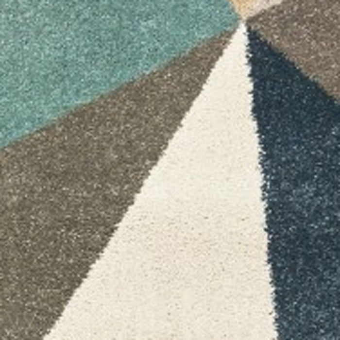 2' X 3' Blue Green Beige Retro Wedge Indoor Area Rug