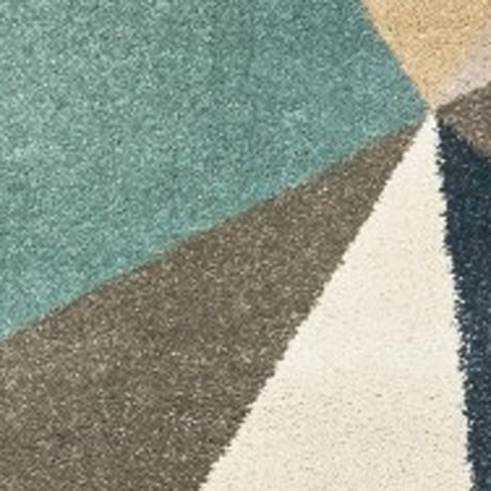 2' X 3' Blue Green Beige Retro Wedge Indoor Area Rug