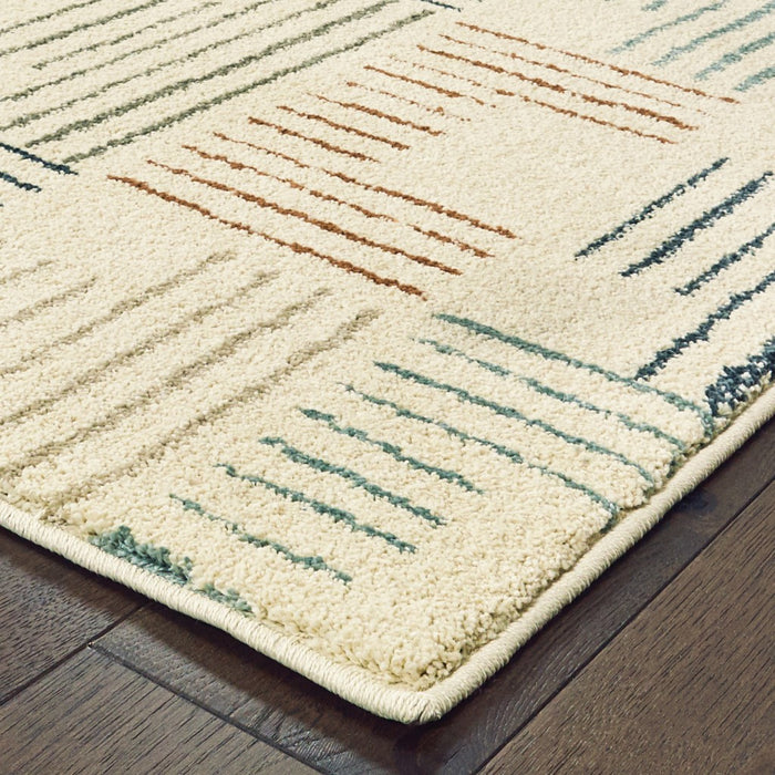 7' X 10' Ivory Multi Neutral Tone Scratch Indoor Area Rug