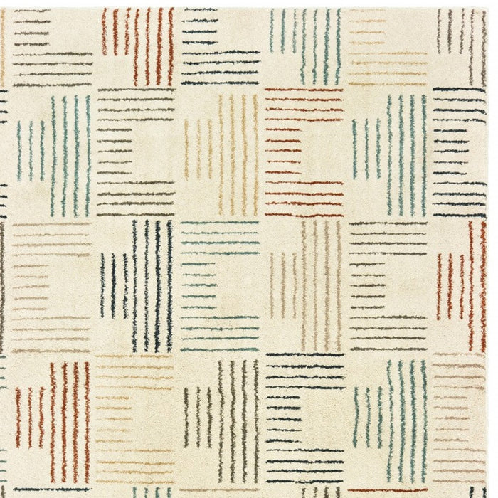 7' X 10' Ivory Multi Neutral Tone Scratch Indoor Area Rug