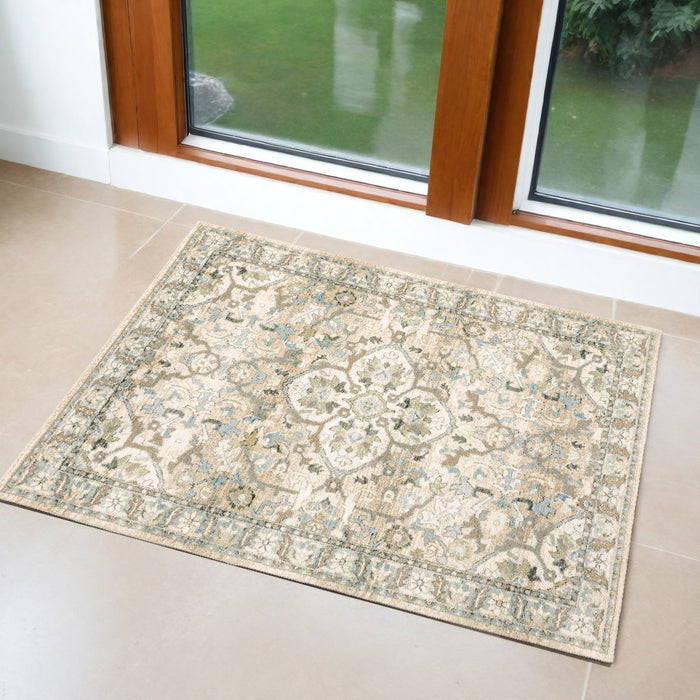 9' X 12' Ivory Multi Neutral Tone Scratch Indoor Area Rug