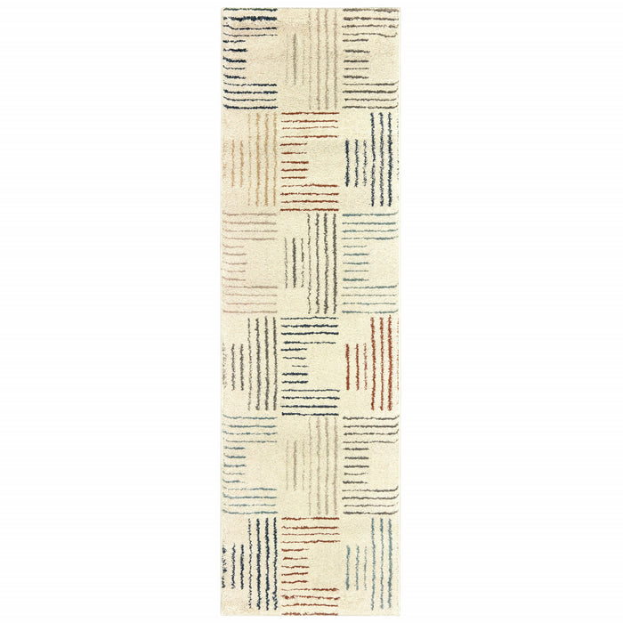 9' X 12' Ivory Multi Neutral Tone Scratch Indoor Area Rug