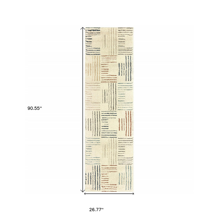 7' X 10' Ivory Multi Neutral Tone Scratch Indoor Area Rug