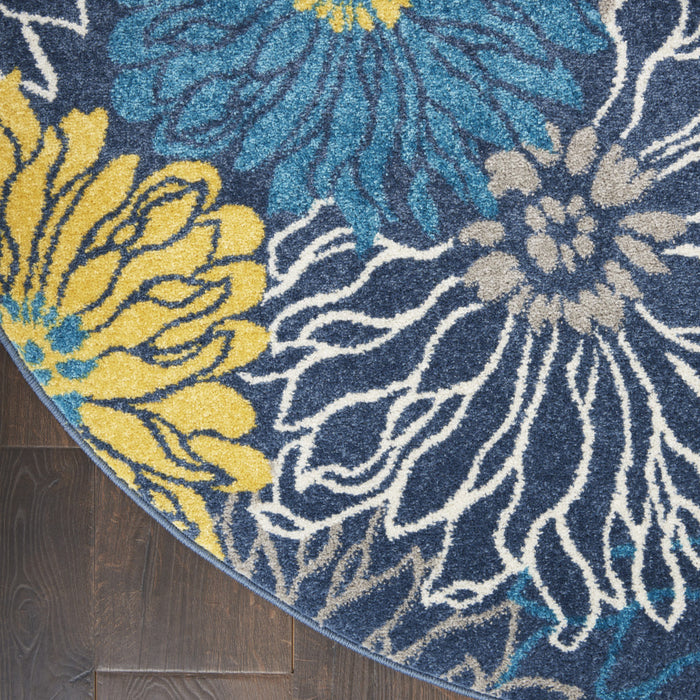 10' Blue Floral Power Loom Runner Rug