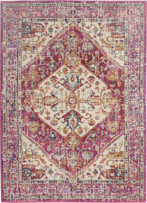 4' X 6' Pink And Ivory Power Loom Area Rug