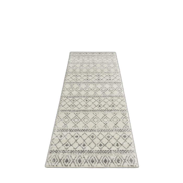 10' Gray Geometric Berber Power Loom Runner Rug