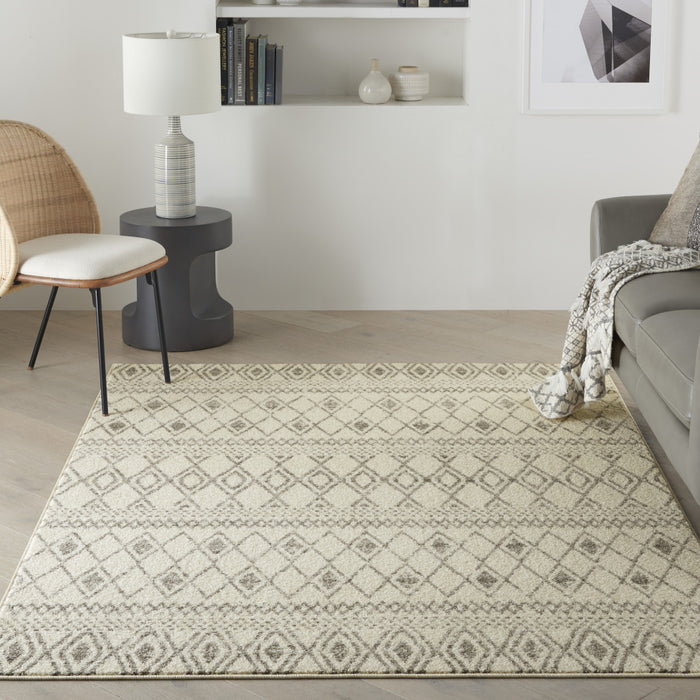 10' Gray Geometric Berber Power Loom Runner Rug