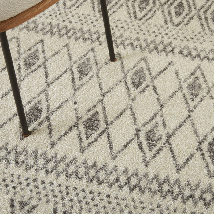 10' Gray Geometric Berber Power Loom Runner Rug