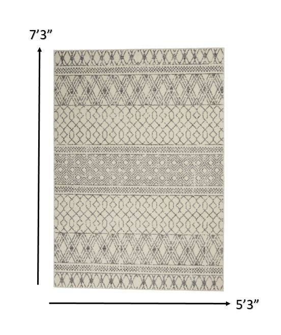 10' Gray Geometric Power Loom Runner Rug