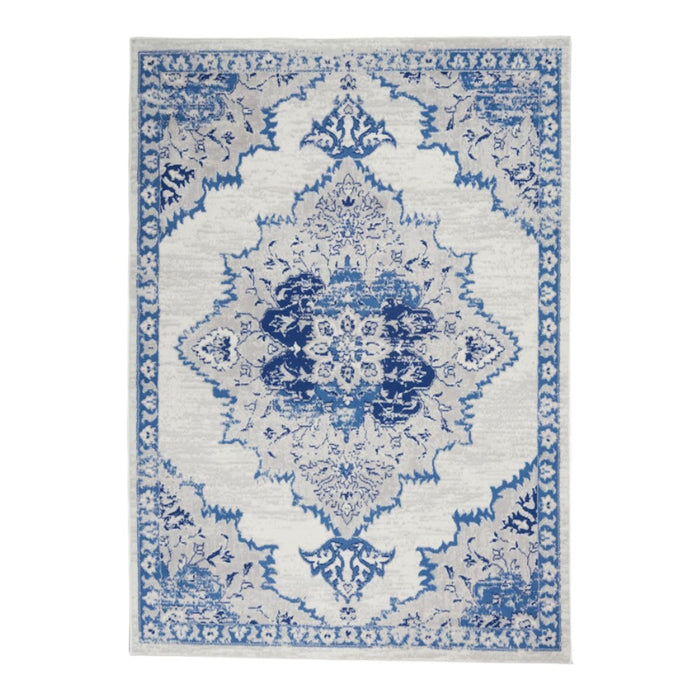 4' X 6' Navy Blue Floral Dhurrie Area Rug