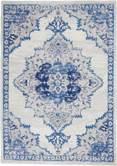 4' X 6' Navy Blue Floral Dhurrie Area Rug